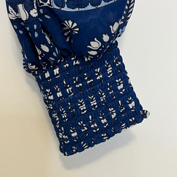 MAISON Cinqcent Blue Paisley Boho Lightweight Top with Bow Waist Tie Size S - Picture 6 of 8